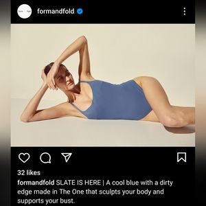 FORM AND FOLD one piece swimsuit called "THE ONE" in SLATE (stormy blue) 34DD